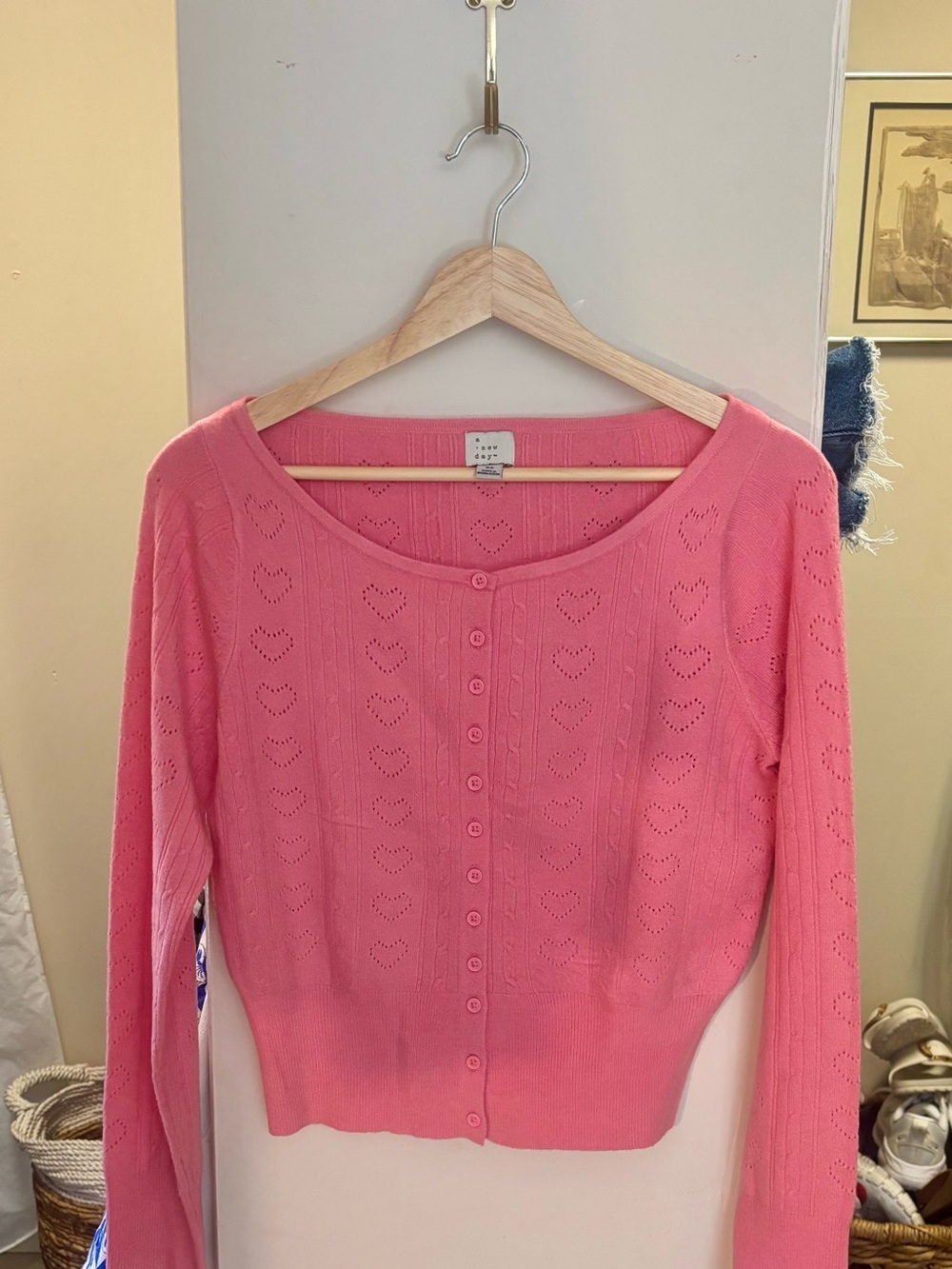 a new day Pink Heartpoint Button-Front Cardigan